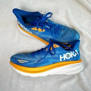HOKA Clifton 9 Men’s Running Shoes Size 11.5 Blue & Orange Gym Training Hoka One